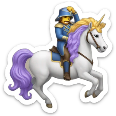 Licorne sur un cheval qui dort sur un lion sticker