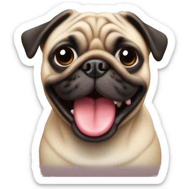 pug with tongue sticking out goofy sticker