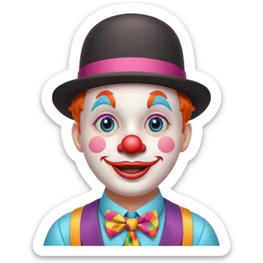 Clown in bowler hat & tie sticker