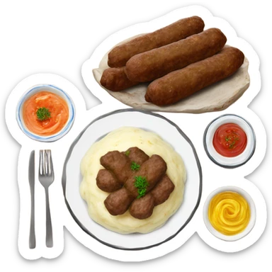 Bosnian cevapi with somun and kaymak sticker