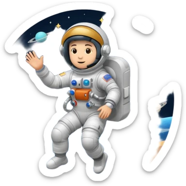 Astronaut rides planets sticker