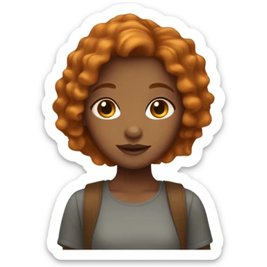Caramel colored skin girl with freckles and ginger short hair sticker