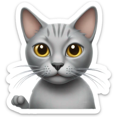 Gray cat smoking a cigarette  sticker