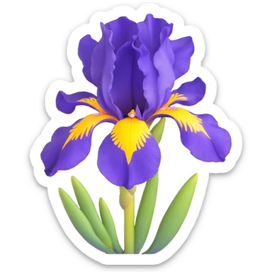 beautiful purple iris flower with yellow center sticker