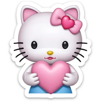 hello kitty with pink heart sticker