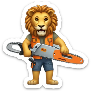 lion with a chainsaw sticker