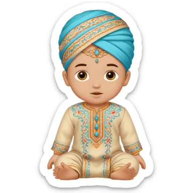  baby boy dressed in colorful ghalibiya with delicate decorations sticker