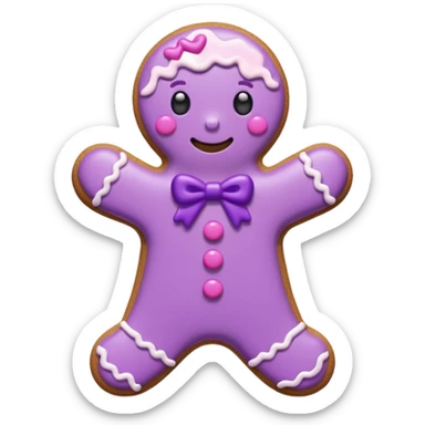 A gingerbread man cute pink and purple super cute and arty  sticker