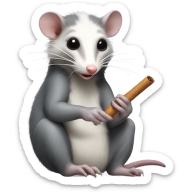 Opossum smoking a joint sticker