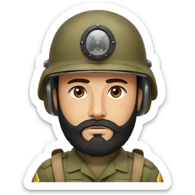 VERY TIRED, swarthy, Iraqi soldier in a casque, casque without insignia, with a beard sticker