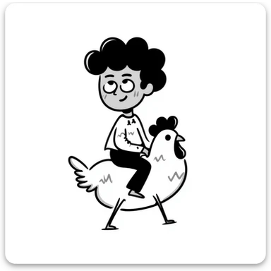 a small zombie riding a chicken, chicken jockey, hand drawn doodle style sticker