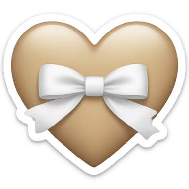 beige heart with white bow sticker