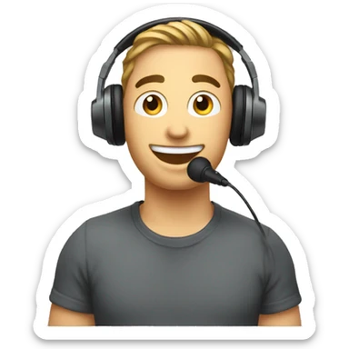 An emoji of podcaster mic in his hand and with headphones  sticker