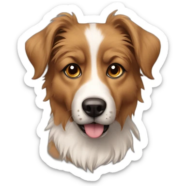 messy fur mixed breed brown eyes dog sticker