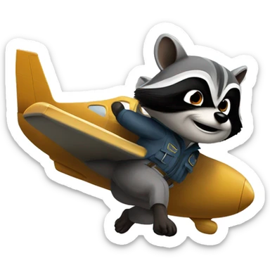 A spy racoon jumping off a plane sticker