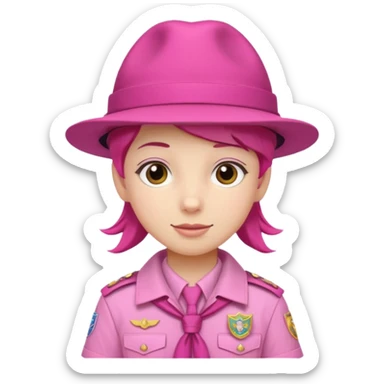 scout bpy with very pink scout uniform including hat sticker