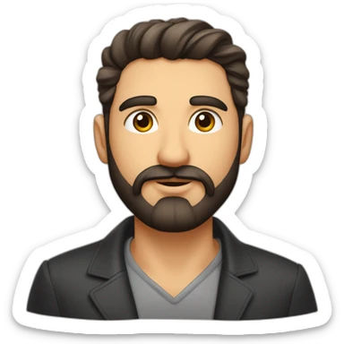 hombre guapocon barba moreno pelo engominado ojos grandes y nariz grande labios finos y cejas pobladas sticker