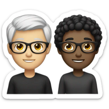 couple with white skin and  glasses and black hair and black eyes sticker