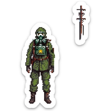 Stalker in a gas mask, Chernobyl zone sticker