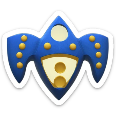 Blue Ocarina of Time with seven holes and 3 triangles near the top sticker