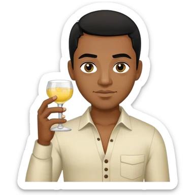 black man, black hair, dark eyes, holding tequila  sticker