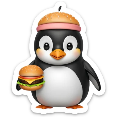 pinguino che mangia McDonald's  sticker