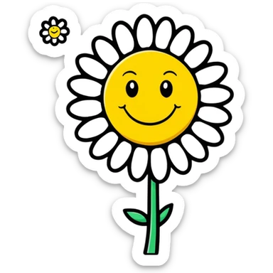 Cute pink daisy that has a smiley face  sticker