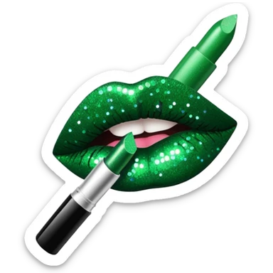 green lipstick with glitter sticker