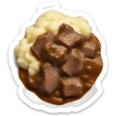 beef tips and gravy over mashed potatoes sticker