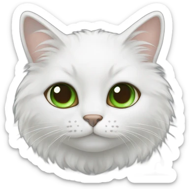 white fluffy cat with brown ears and green eyes sticker