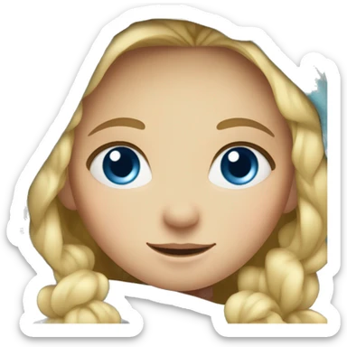 Blond girl blue eyes with blanket sticker