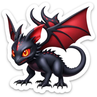 Shiny Epic Badass Gothic Dark Evil Noibat-Salandit-Darkrai-Litten-Hybrid sticker
