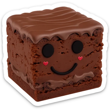 Remove the yellow eye and replace it with a black eye to match the other eye on the chocolate brownie with the black smiley face. Keep the rest of the brownie unchanged. Maintain the transparent background. sticker