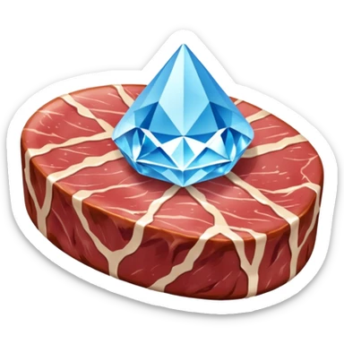 Meat with diamond textur and blue color sticker