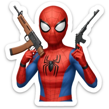 Spider-Man holding an AK-47 sticker