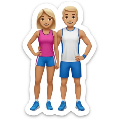 full-length happy couple in sportswear sticker
