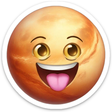planet Venus with a cartoon face with tongue sticker