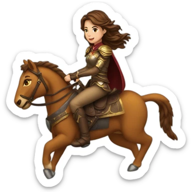 brown hair women riding Battle tigeer sticker