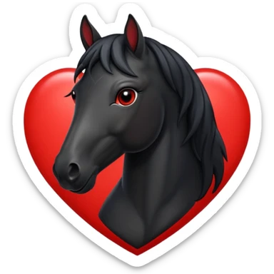 Black Horse centered within a red heart emoji sticker