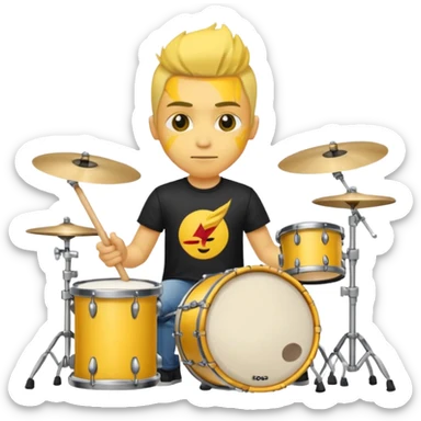 drummer with yellow skin at drum kit sticker