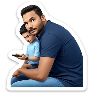 boys with phones sitting together sticker