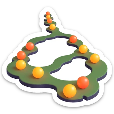 icon symbolizing non-deterministic logic, a path splitting into many directions with glowing orbs at the ends, techy unpredictable, cool tones, 3D emoji style sticker