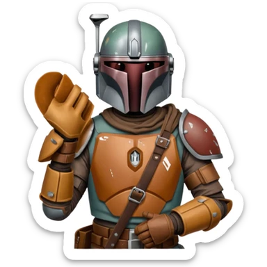Mandalorian with a catchers mitt sticker