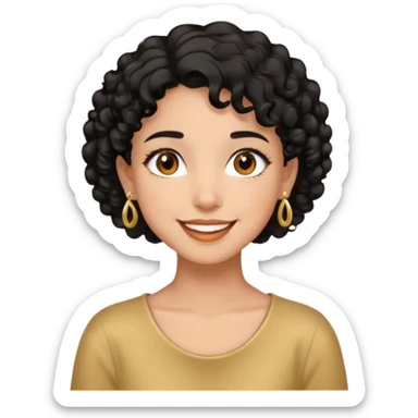 Girl showing happiness, medium skin tone, short curly black hair, gold earrings, brown eyes Minimal emoji showing happiness, medium skin tone, short curly black hair, gold earrings, brown eyes sticker
