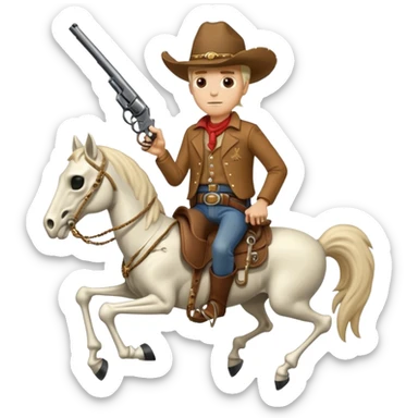 White Cowboy with a revolver on a skeleton horse  sticker