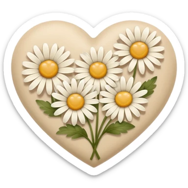 сердечко из ромашек beige sticker