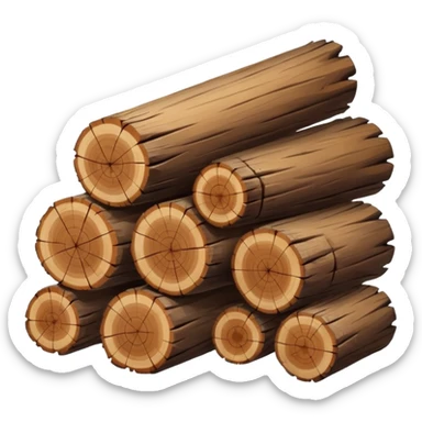 worn wood logs sticker