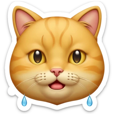yellow cat  like this 😸😿🐱 with crying tears streaming down its cheeks (like this 😭) sticker