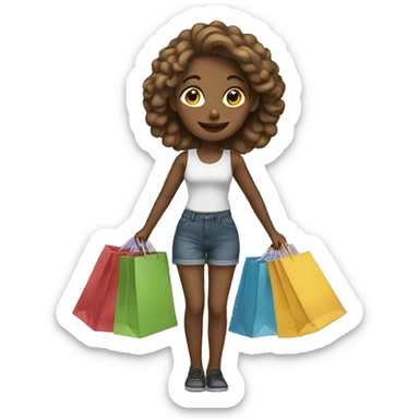 Girl with shopping bags sticker