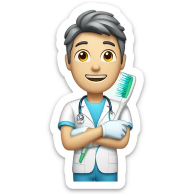 dentist with a toothbrush in his hand sticker